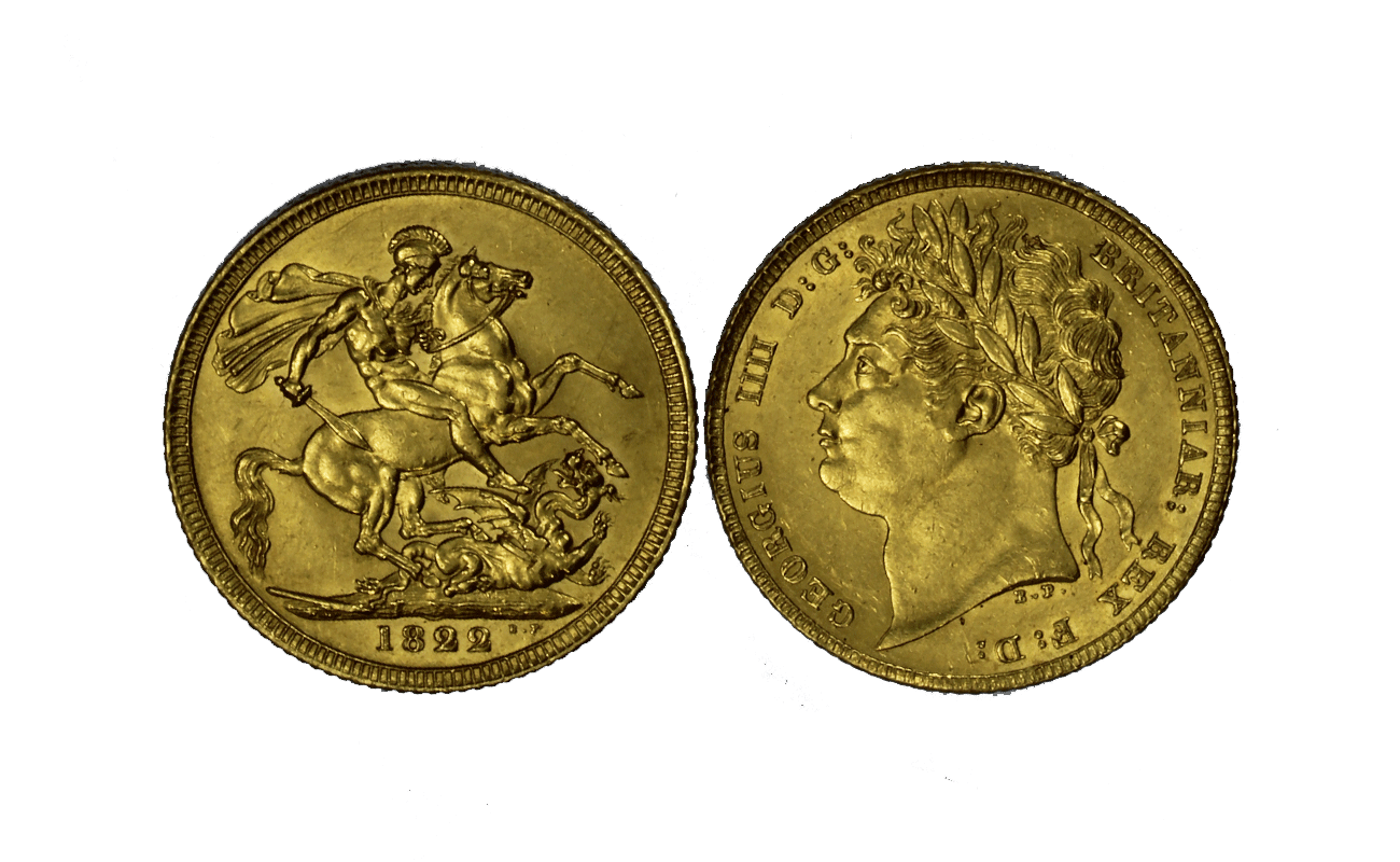 Re Giorgio IV - Sterlina gr. 7,98 in oro 917/