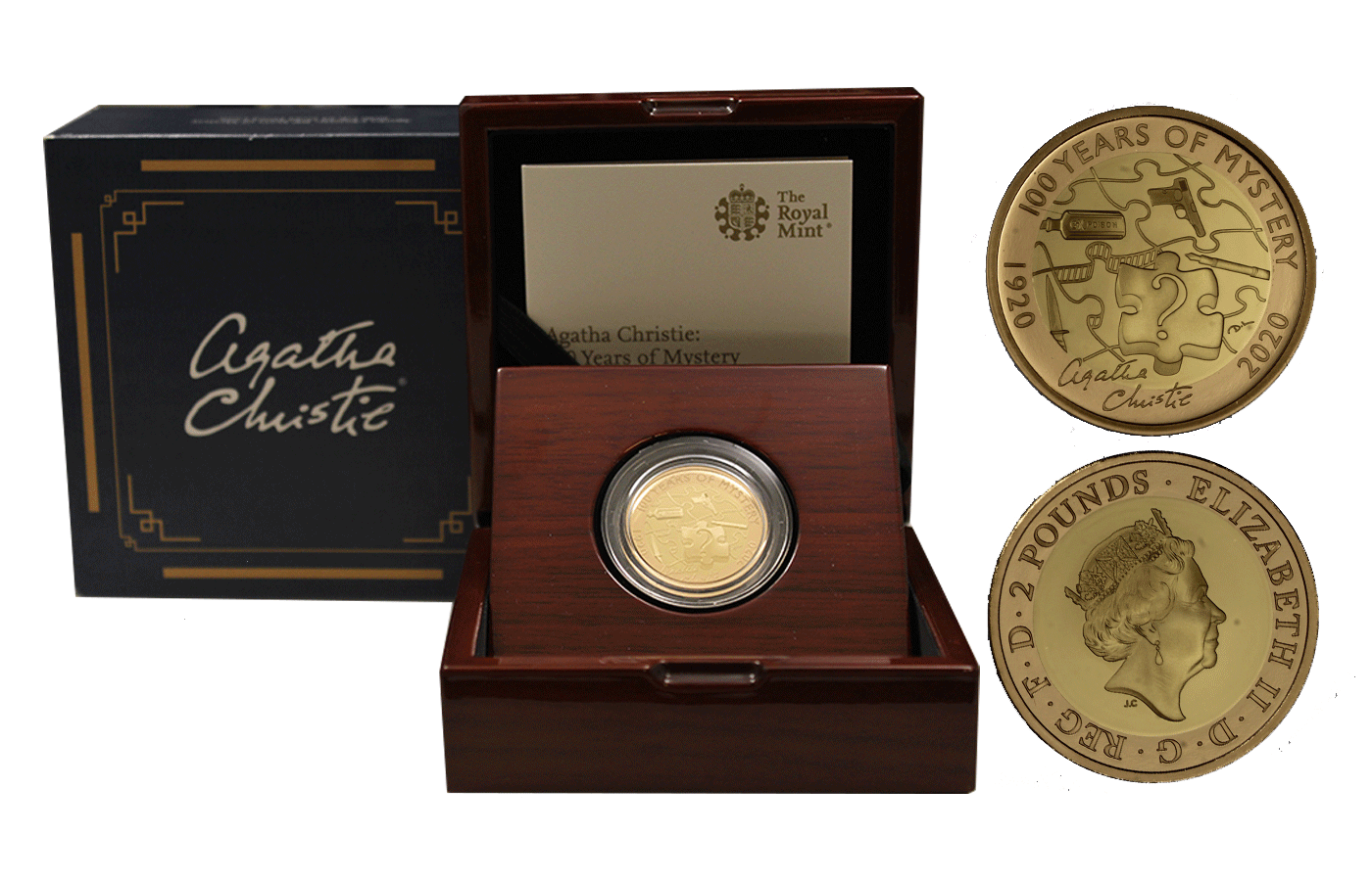 "Agatha Christie: 100 anni di misteri" - Regina Elisabetta II - 2 Pounds gr. 15,97 in oro 917/ - Tiratura 250 pezzi