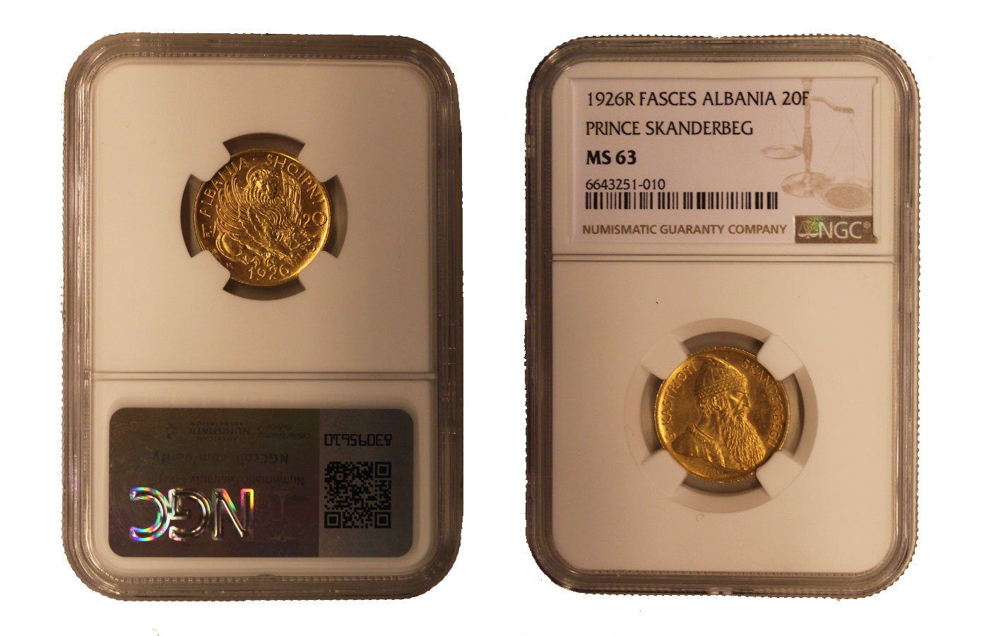 "Fascetto" - Principe Skandemberg - 20 Franga gr. 6,45 in oro 900/ - In slab