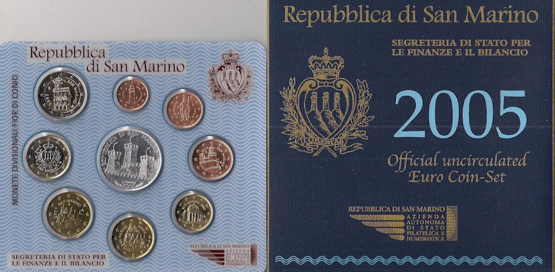 "Antonio Onofri" - Serie divisionale di 9 monete con 5 euro gr. 18,00 in arg. 925/ - In conf. originale 
