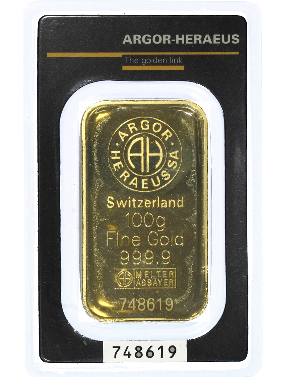 Lingotto da grammi 100 in oro 999,9/000 in blister con Certificato di Garanzia 