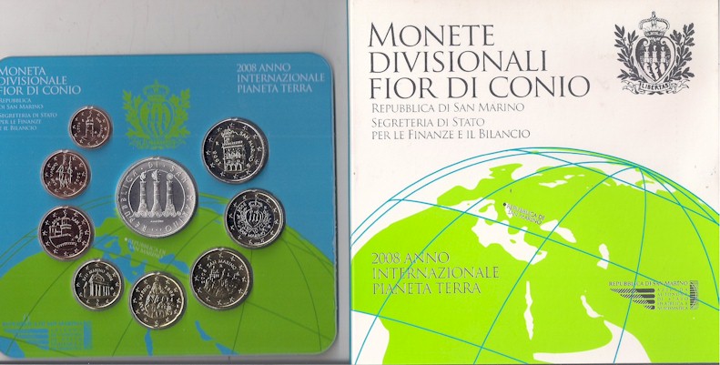 "Anno Inter. Pianeta Terra"  - Serie divisionale di 9 monete con 5 euro gr. 18,00 in arg. 925/ - In conf. originale 
