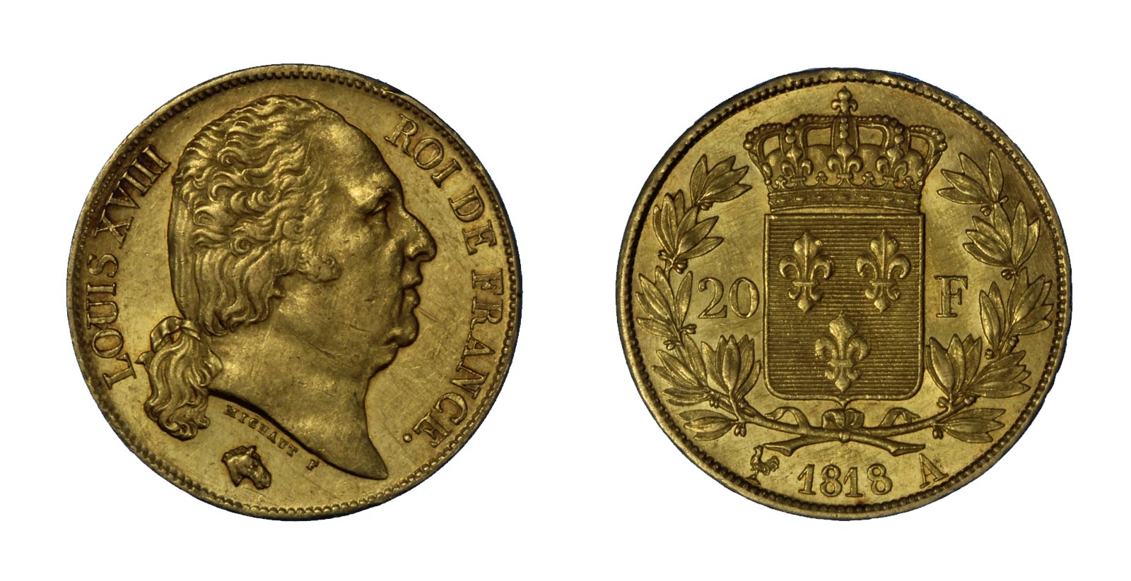 Re Luigi XVIII - 20 franchi gr.6,45 in oro 900/